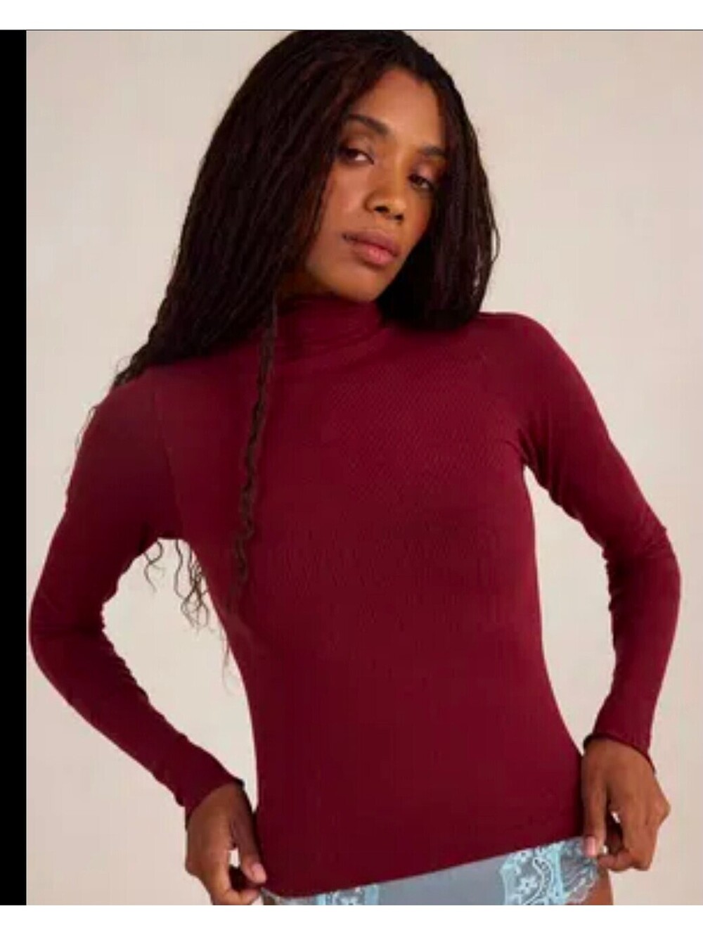 intimately free people wine long sleeve top sz S